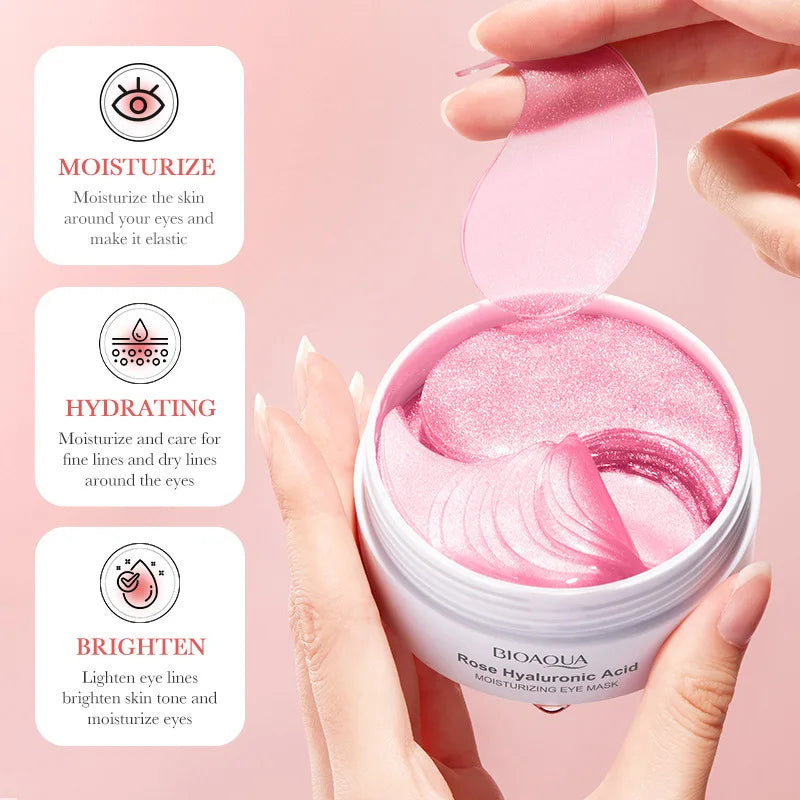 BIOAQUA Rose Hyaluronic Acid Eye Mask Anti Dark Circles Eye Bags Moisturizing Anti-Aging Eye Patches Skin Care Products