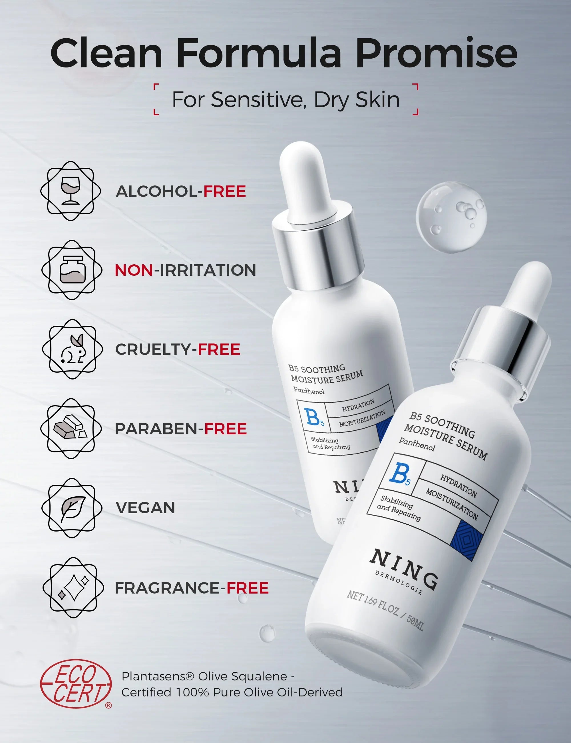 Vitamin B5 Serum – Hydrating, Soothing & Barrier Care Essence with Panthenol, Ceramides & Squalane for Sensitive Skin