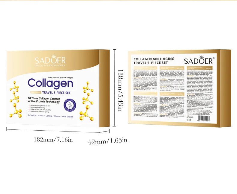 SADOER Collagen Skin Care Sets Moisturizing Face Cream Eye Cream Serum Essence Whitening Anti-Aging Facial Skin Care Kit