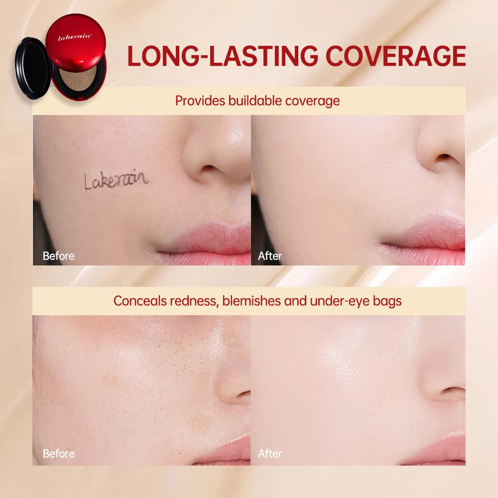 Lakerain Cushion Foundation Sunscreen Waterproof Long-lasting Brighten Foundation Cream Women Base Makeup Face Korean Cosmetics