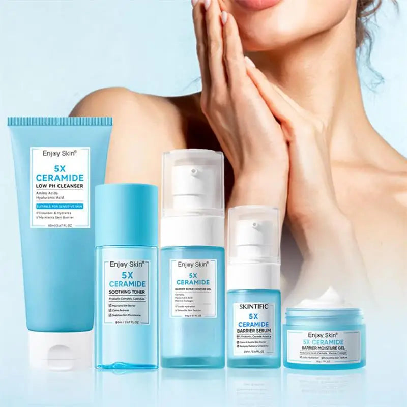 Ceramide Facial Skincare Series – Soothing Toner, Moisturizing Cream, Low‑pH Cleanser, Barrier Serum & Hydration Gel