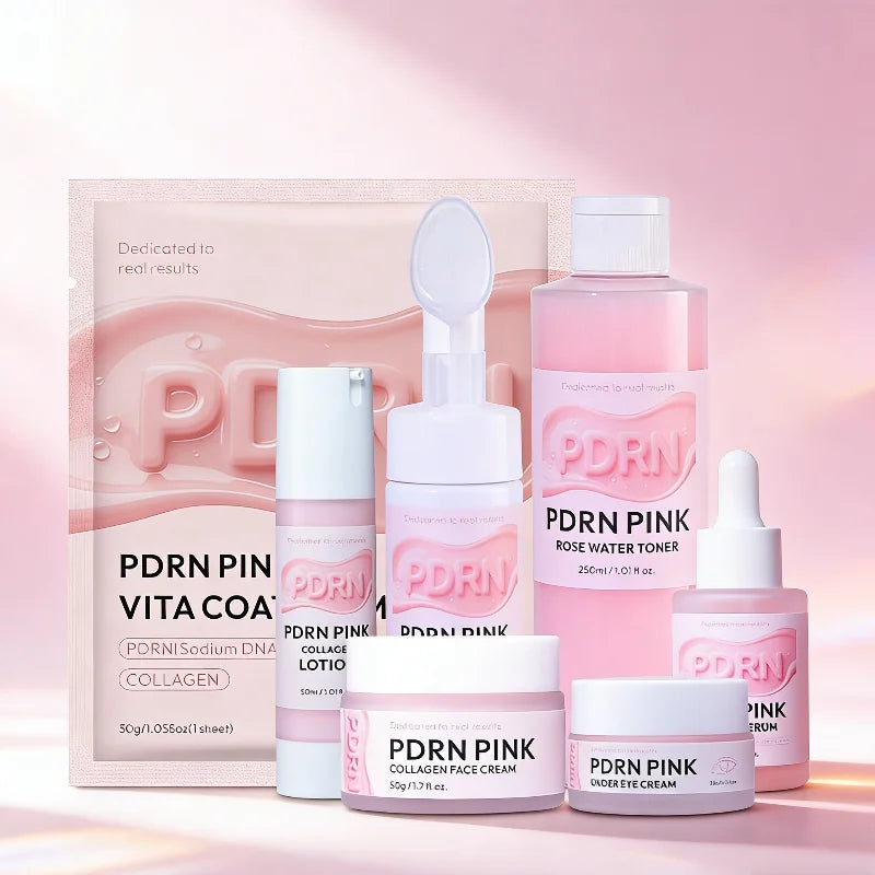 PDRN Pink Skincare Set – Salmon DNA Collagen Glow Mask for Lifting, Firming & Deep Moisturizing Care