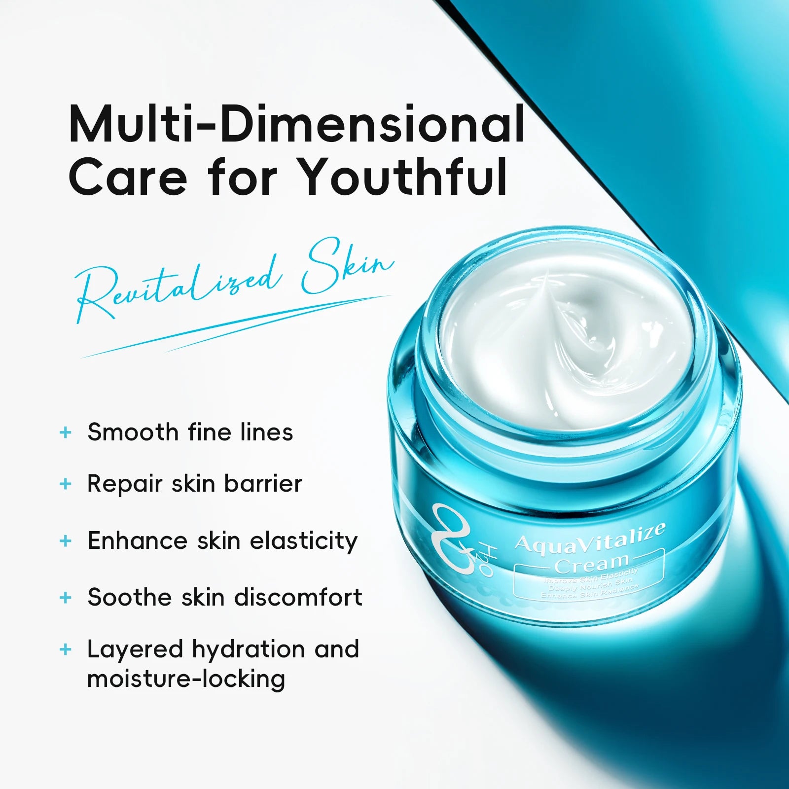Quiyum 8X H2O AquaVitalize Cream 55g Deep Nourishing Daily Face Cream Boost Skin Radiance Maintain Skin Elasticity