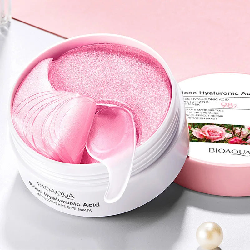 BIOAQUA Rose Hyaluronic Acid Eye Mask Anti Dark Circles Eye Bags Moisturizing Anti-Aging Eye Patches Skin Care Products