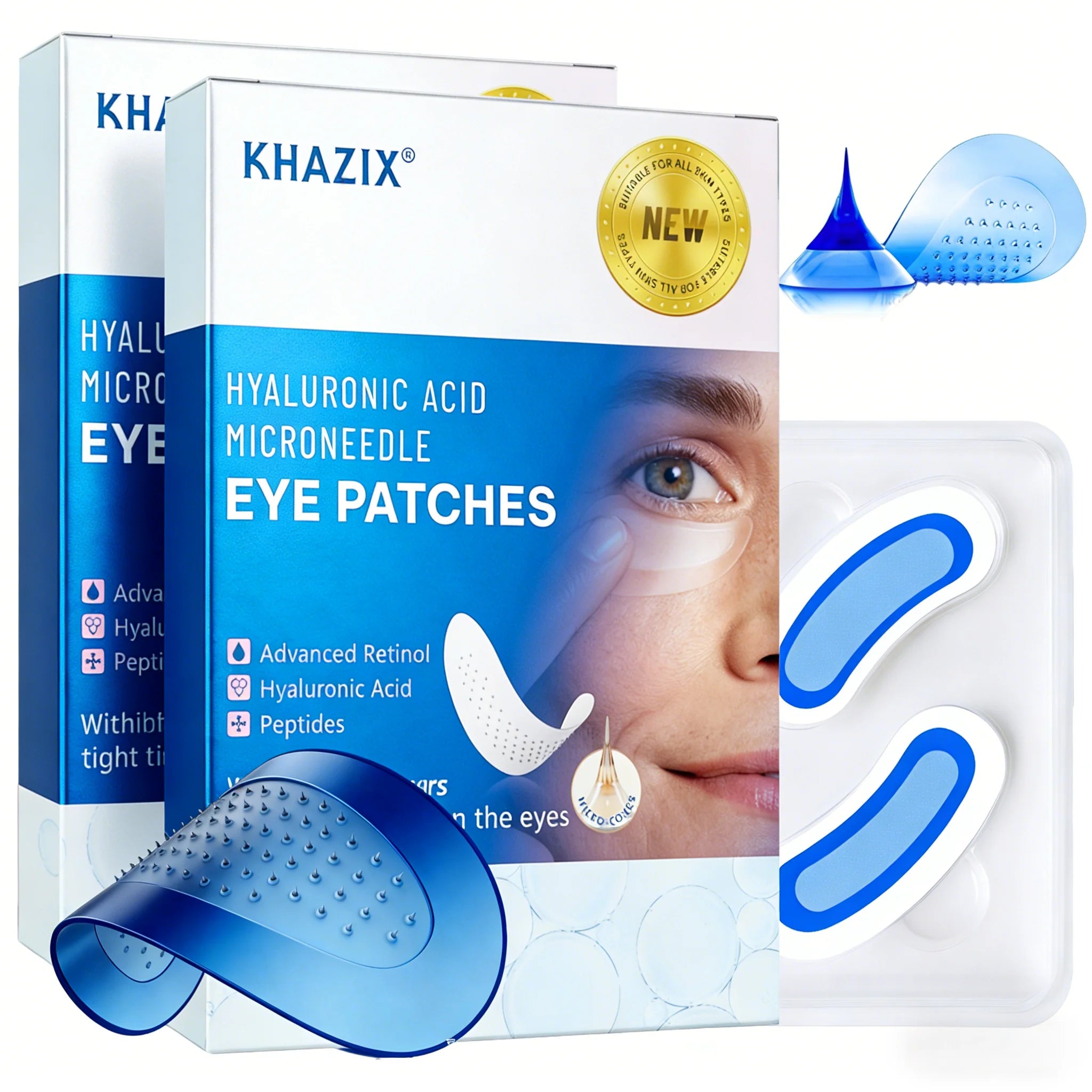 Retinol microneedle patches for targeted wrinkle care.