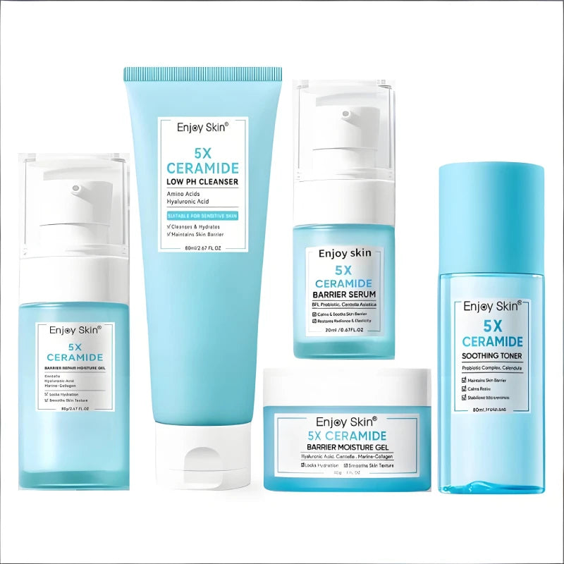 Ceramide Facial Skincare Series – Soothing Toner, Moisturizing Cream, Low‑pH Cleanser, Barrier Serum & Hydration Gel