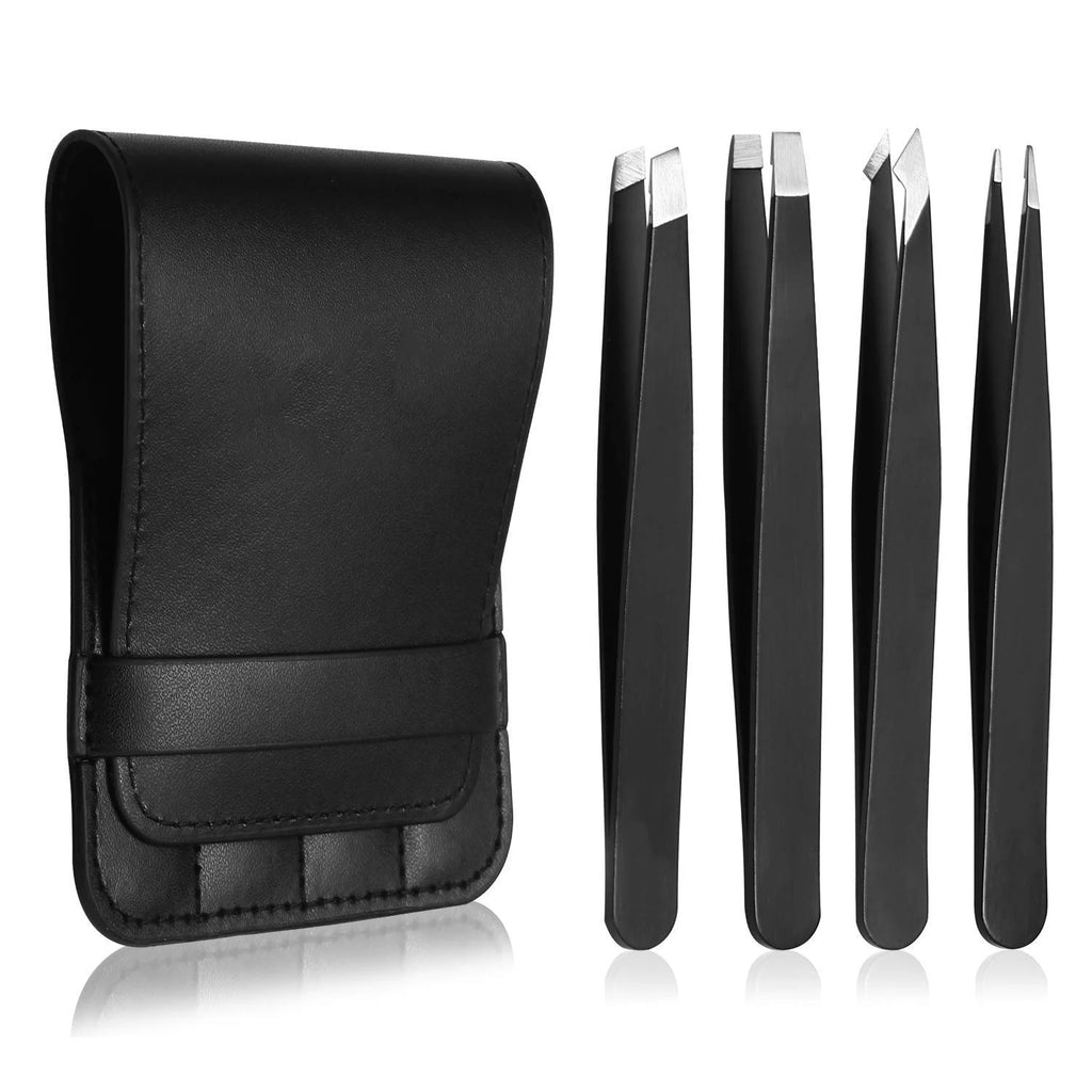 Stainless Steel Grooming Tweezers Set – Professional 5‑Piece Brow & Lash Tools with Slanted Tip