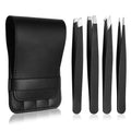Stainless Steel Grooming Tweezers Set – Professional 5‑Piece Brow & Lash Tools with Slanted Tip