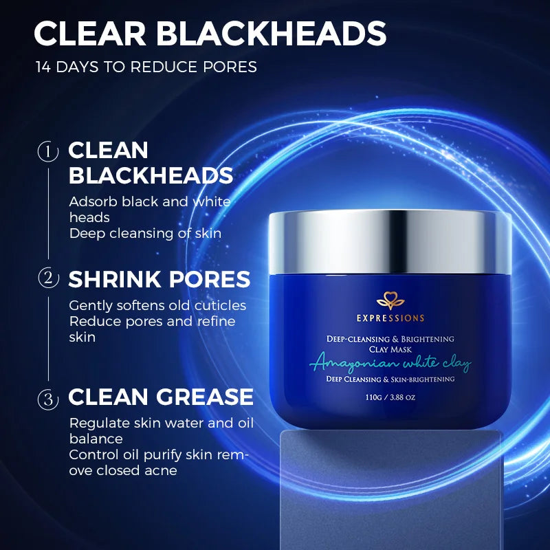 Clay Mud Mask – Amazon White Clay + Niacinamide, Deep Cleansing, Hydration, Oil Balance & Radiant Glow