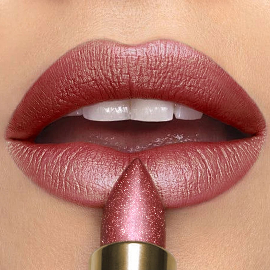 Metallic Glitter Shiny Lipstick Lip Tint,Waterproof Lip Senior Matte Lip Makeup Gifts for Women Cosmetic Lip Glaze