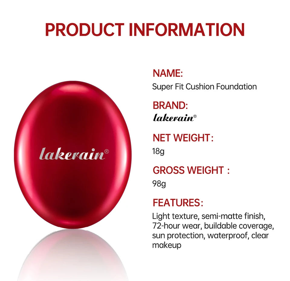 Lakerain Cushion Foundation Sunscreen Waterproof Long-lasting Brighten Foundation Cream Women Base Makeup Face Korean Cosmetics