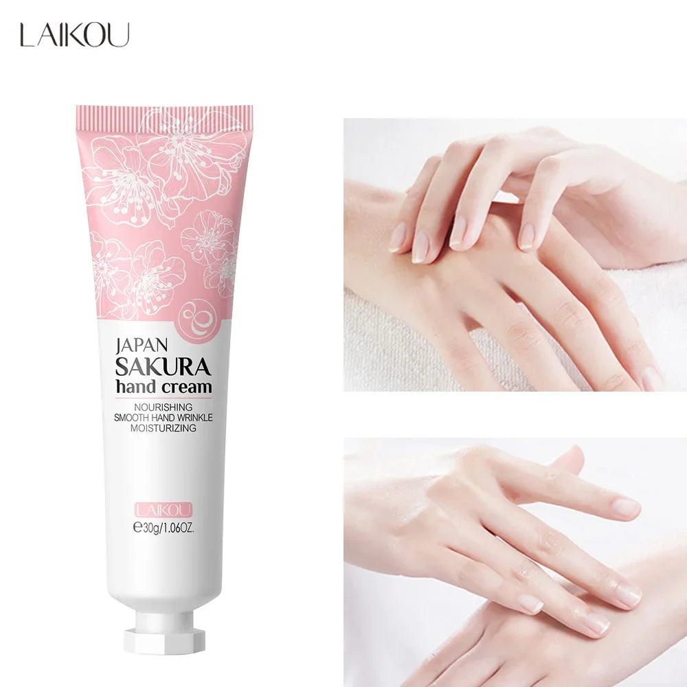 LAIKOU Sakura Hand Cream Whitening Wrinkle Removal Anti-crack Moisturizing Nourishing  Lotion Intensive Repair Hand Gream 30g