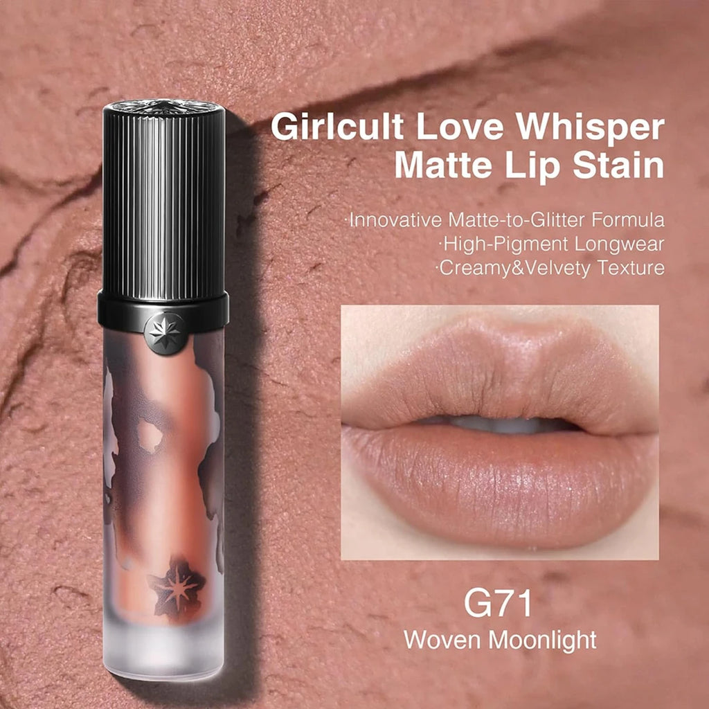 Girlcult Love Whisper Matte Lip Stain – Velvet Matte Texture, Lightweight Non‑Drying, Soft‑Focus Finish, Perfect for Edgy Makeup Looks