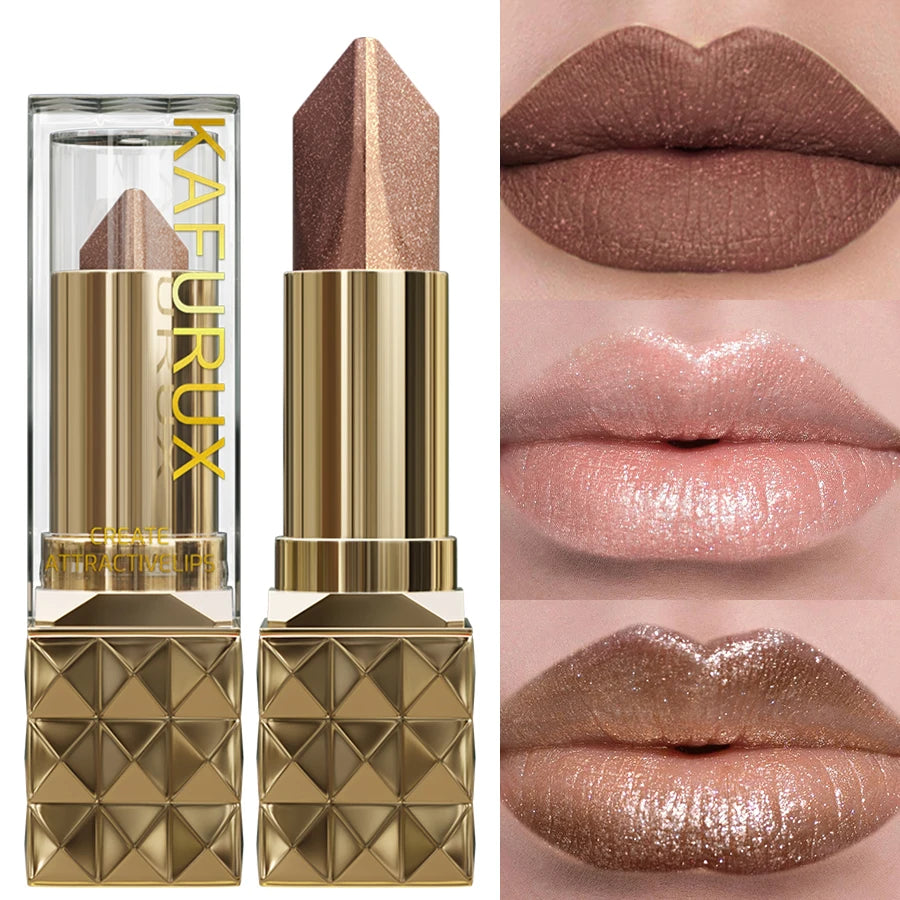 Dual‑Color Metallic Lipstick – Glitter Shine, Matte Finish, Long‑Lasting Lip Tint