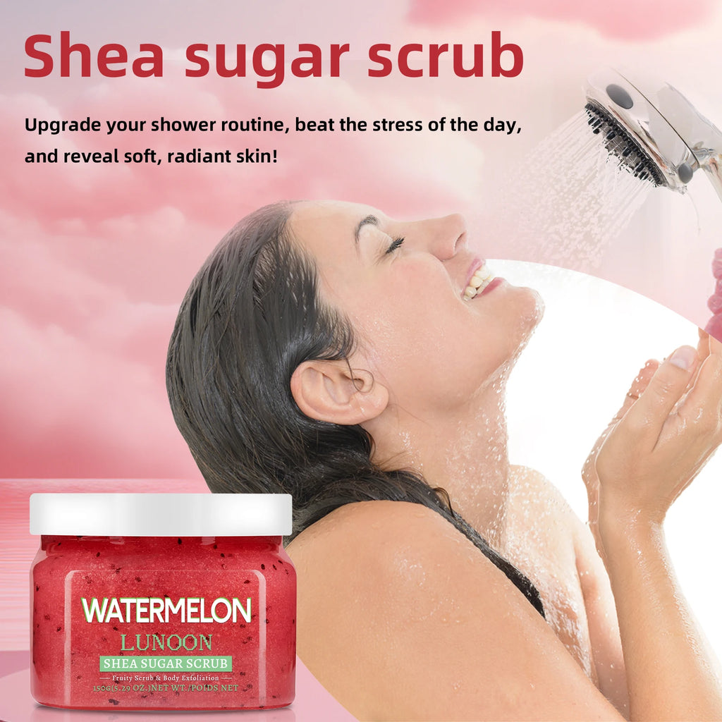 Natural Watermelon & Shea Butter Sugar Scrub 150g - Hydrating Body Polish for Smooth, Glowing Skin on Elbows, Knees & Legs.