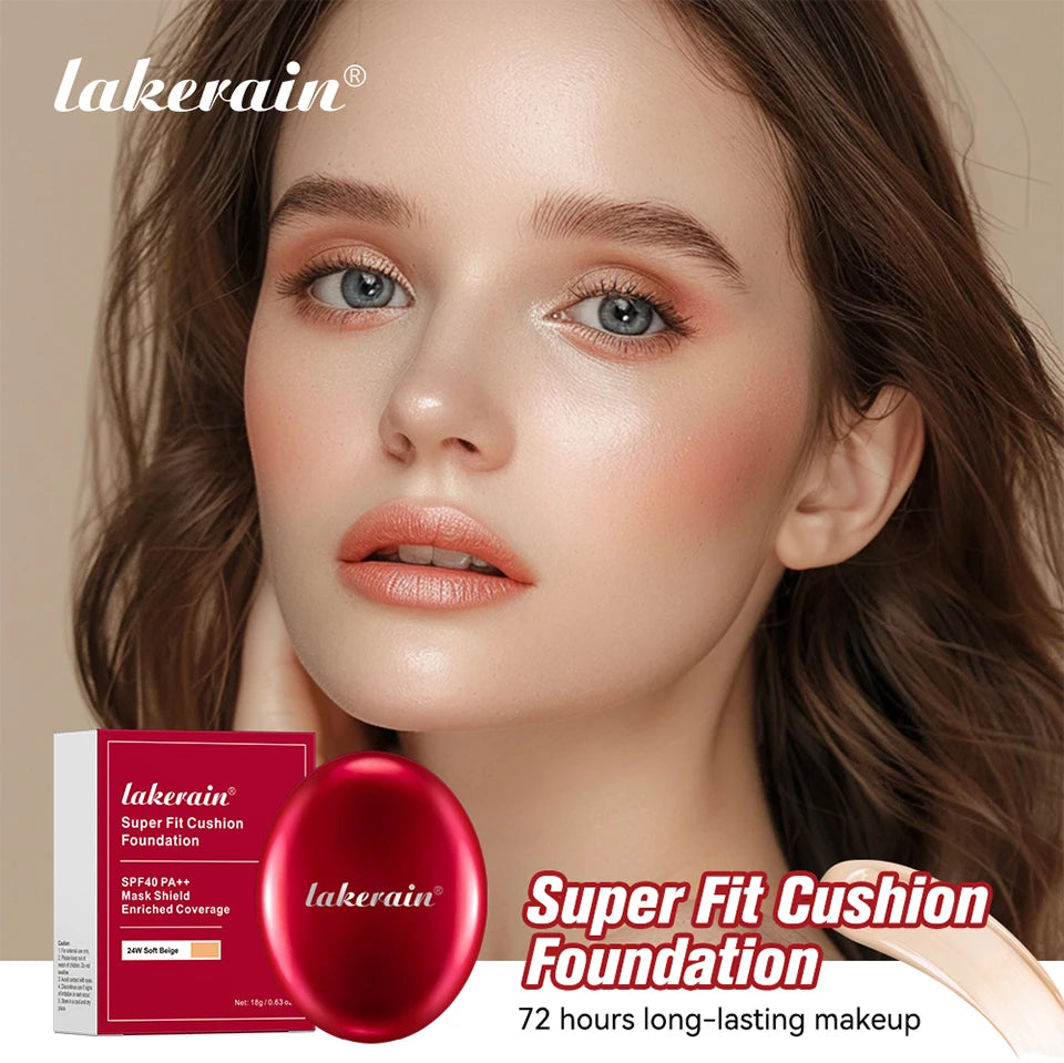 Lakerain Cushion Foundation Sunscreen Waterproof Long-lasting Brighten Foundation Cream Women Base Makeup Face Korean Cosmetics