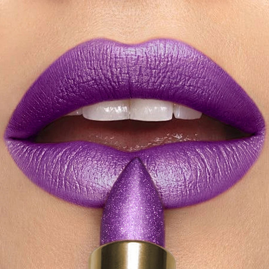 Metallic Glitter Shiny Lipstick Lip Tint,Waterproof Lip Senior Matte Lip Makeup Gifts for Women Cosmetic Lip Glaze