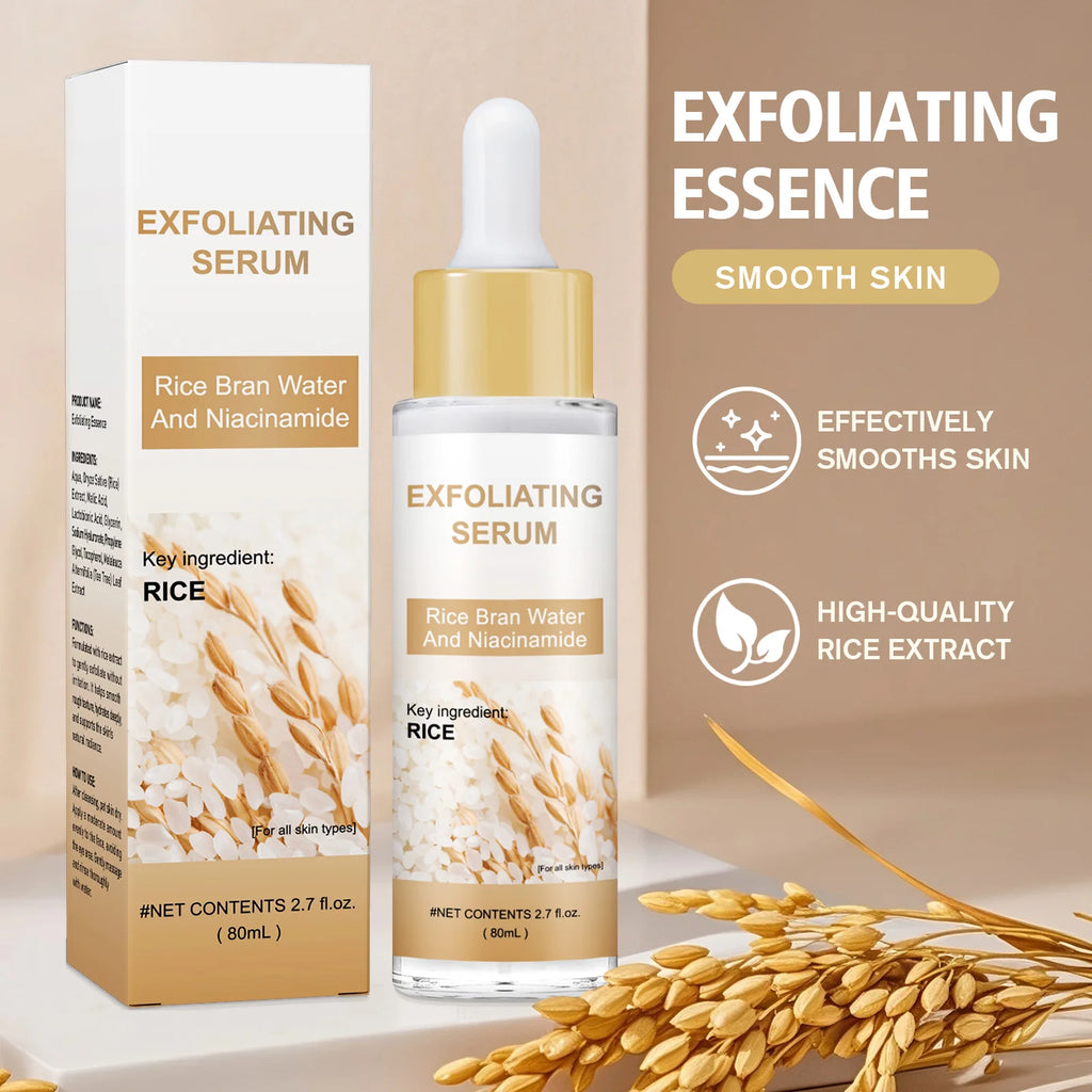 Brightening Rice Bran Face Serum 80ml - Natural Fruit Acids Gently Exfoliate, Smooth & Enhance Skin Texture for Radiance.