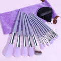 Purple Makeup Brush Set with Blending Sponge - Professional Cosmetic Brush Kit for Foundation/Contour/Eyeshadow