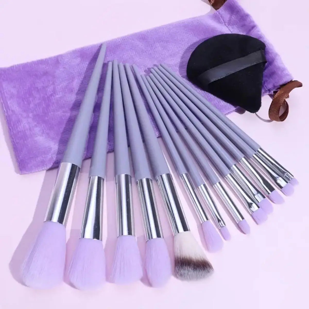 Purple Makeup Brush Set with Blending Sponge - Professional Cosmetic Brush Kit for Foundation/Contour/Eyeshadow
