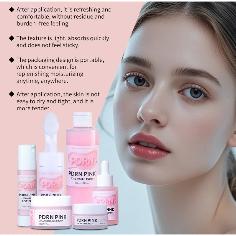 PDRN Pink Skincare Set – Salmon DNA Collagen Glow Mask for Lifting, Firming & Deep Moisturizing Care