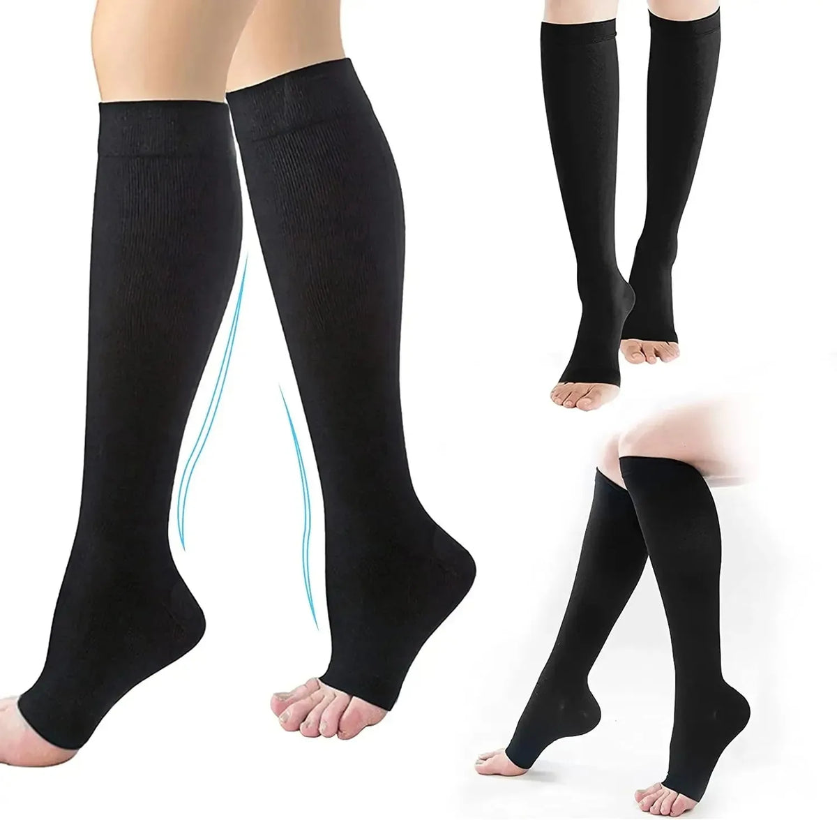 Compression MedLine – Chaussettes de contention ouvertes aux orteils