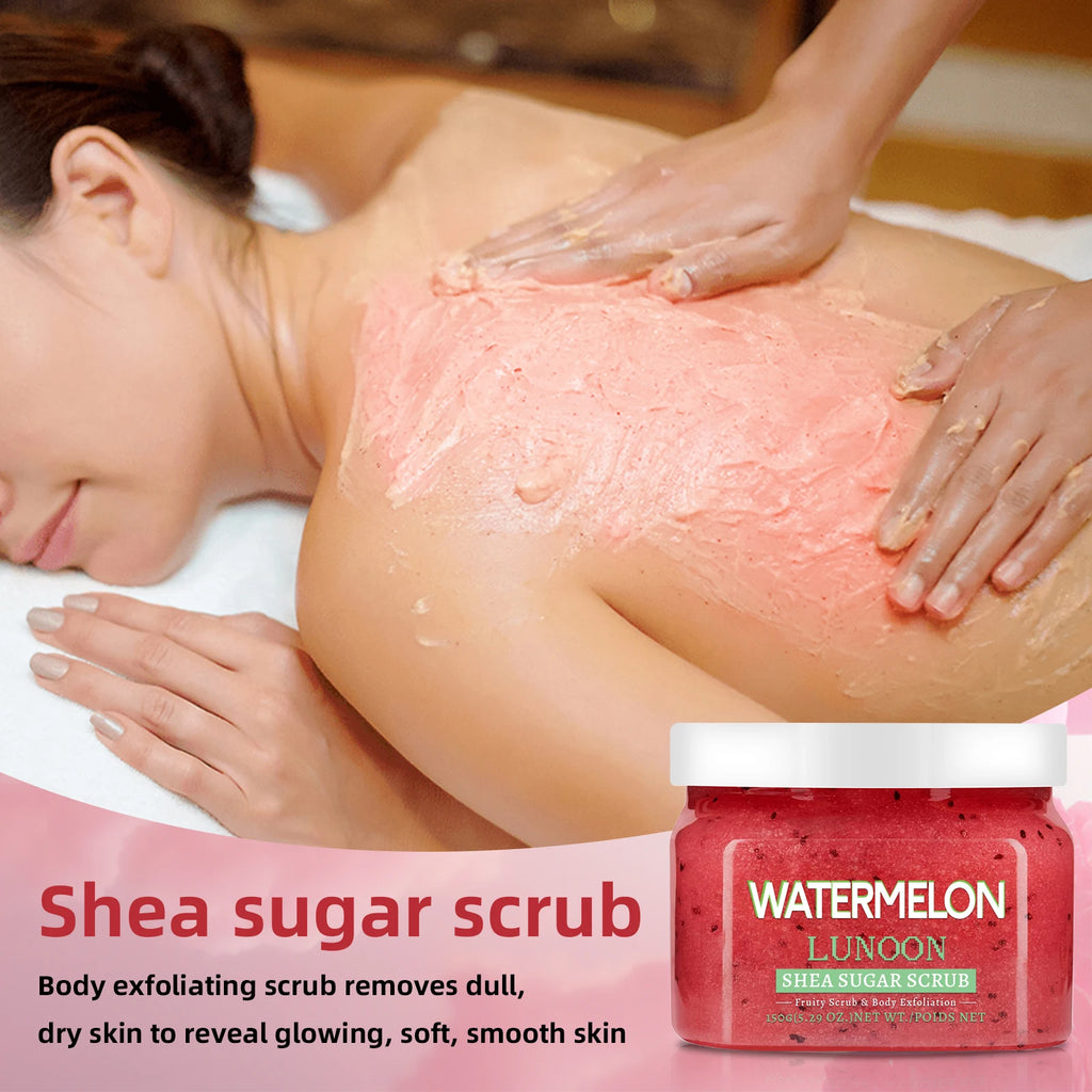 Natural Watermelon & Shea Butter Sugar Scrub 150g - Hydrating Body Polish for Smooth, Glowing Skin on Elbows, Knees & Legs.