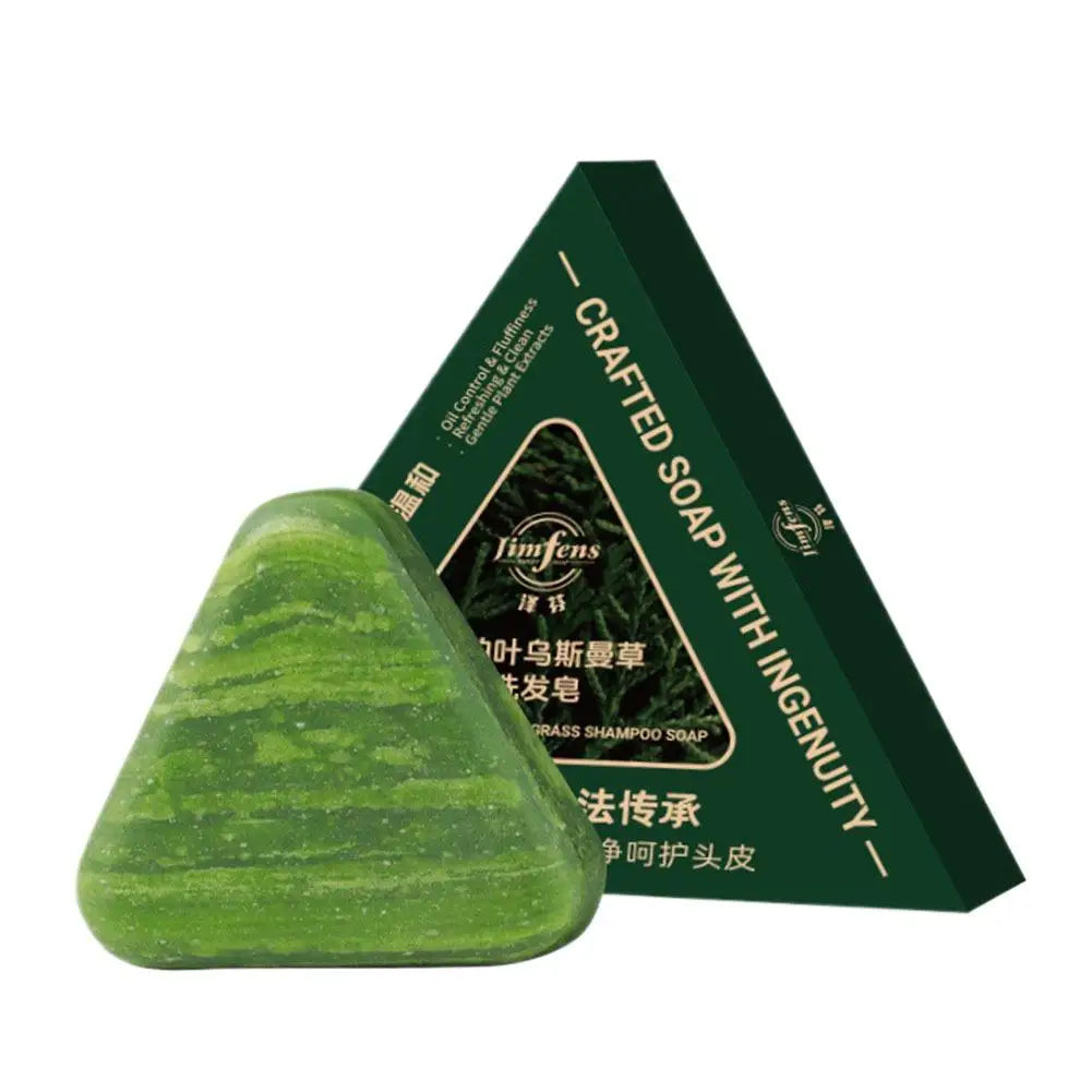 1/3PCS Grass & Platyclades Natural Herbal Shampoo Soap Strengthens Roots Controls Oil Cleanses Scalp Hair Growth Hair Soap