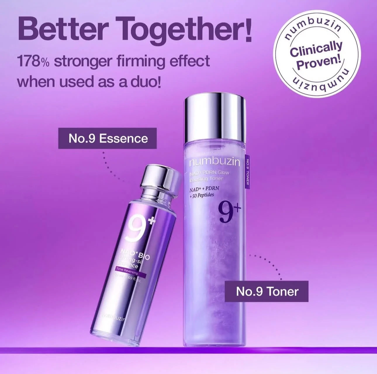 Numbuzin No.9+ Anti‑Aging Set – Time‑Reversing Essence, Retinol Eye Cream & PDRN Toner Routine