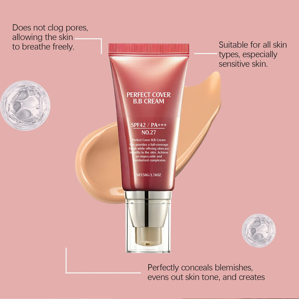 SPF42 PA+++ BB Cream – Full‑Coverage Liquid Foundation for Smooth, Even, Radiant Skin