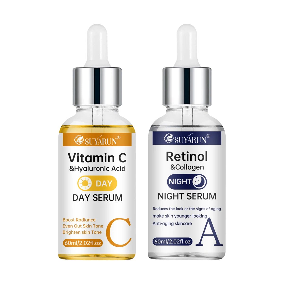 SUYARUN Vitamin C Day & Retinol Night Serum – 2‑in‑1 Brightening & Repair