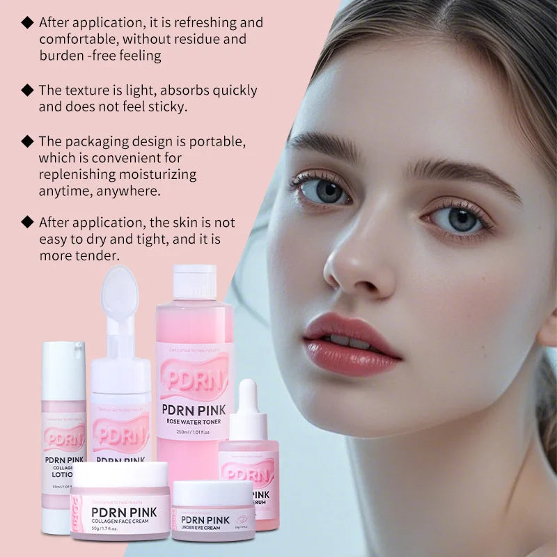 PDRN Pink Skincare Set – Salmon DNA Collagen Glow Mask for Lifting, Firming & Deep Moisturizing Care