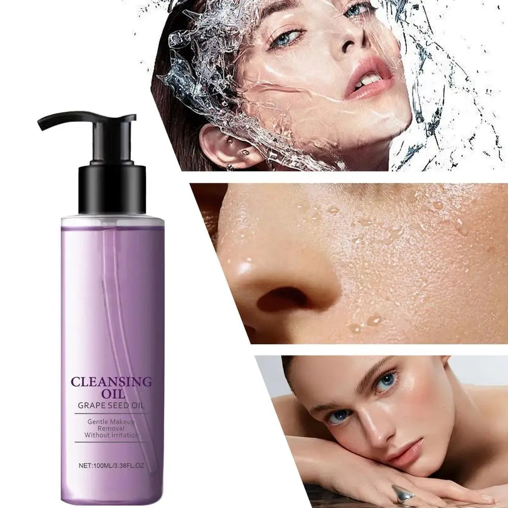 Facial Cleansing Oil Non-Greasy Facial Cleanser Moisturizing Grape Oil Makeup Remover Mild Non-irritating face Cleansing oil