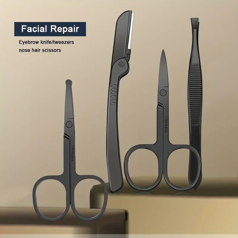 Stainless Steel Manicure Pedicure Set Nail Clippers Ear Spoon Cutters Scissors Household Beauty Grooming Tools