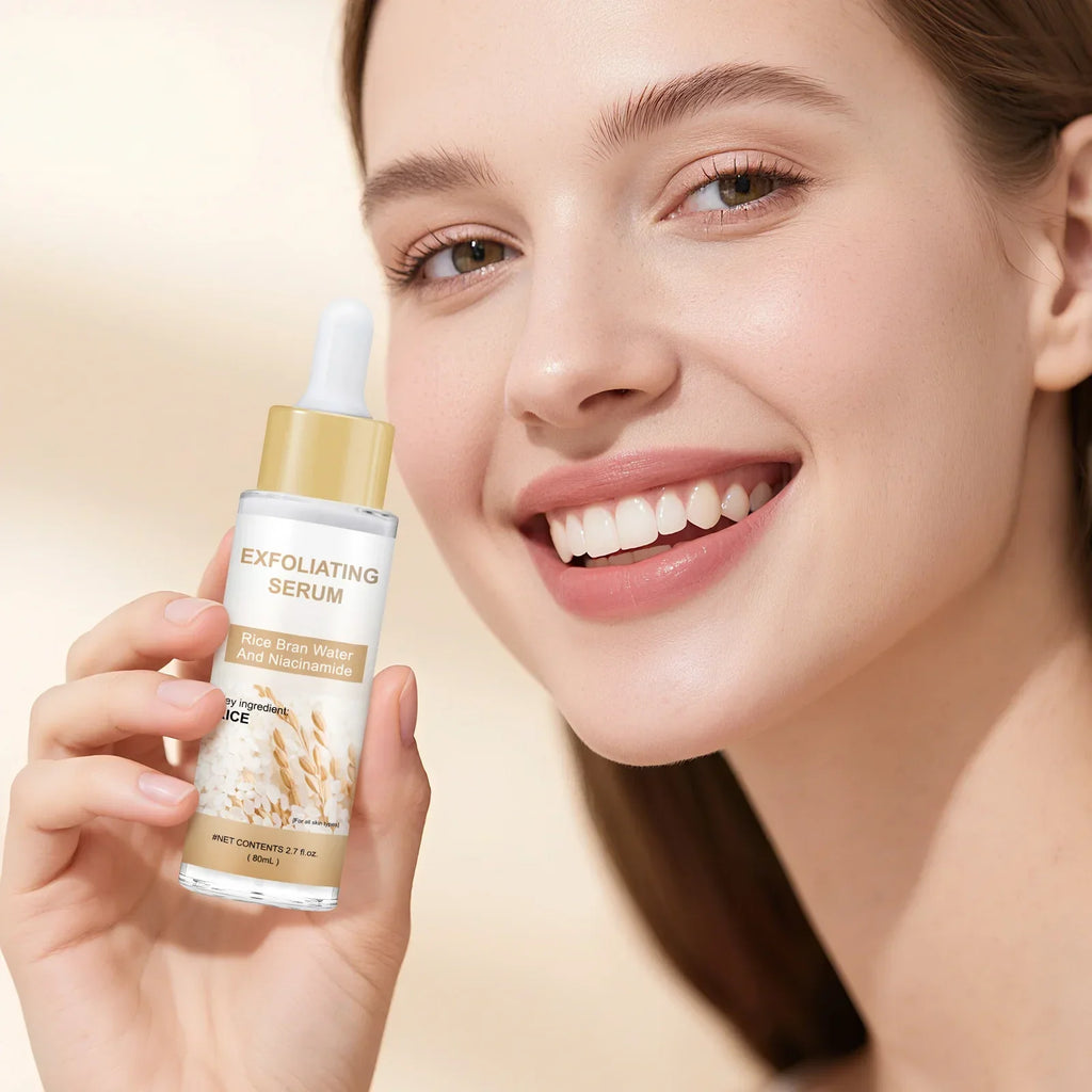 Brightening Rice Bran Face Serum 80ml - Natural Fruit Acids Gently Exfoliate, Smooth & Enhance Skin Texture for Radiance.
