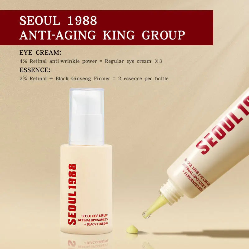 Seoul 1988 Korean Black Ginseng Retinol Serum with Niacinamide & Vitamin C - Hydrating Facial Ampoule for Daily Skin Care