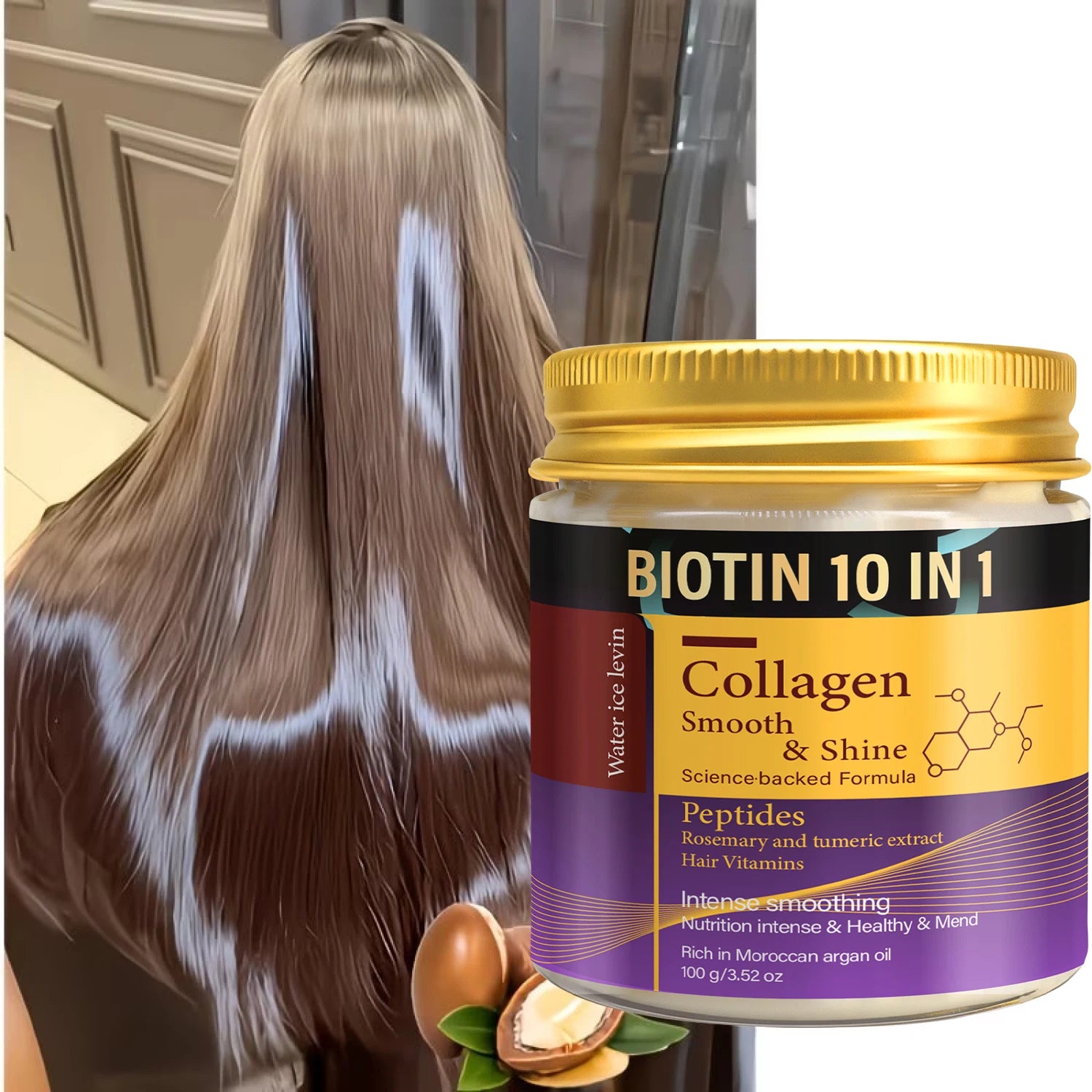 Collagen & Keratin Hair Mask - Biotin 10-in-1 Formula for Smooth, Shiny & Repaired Hair