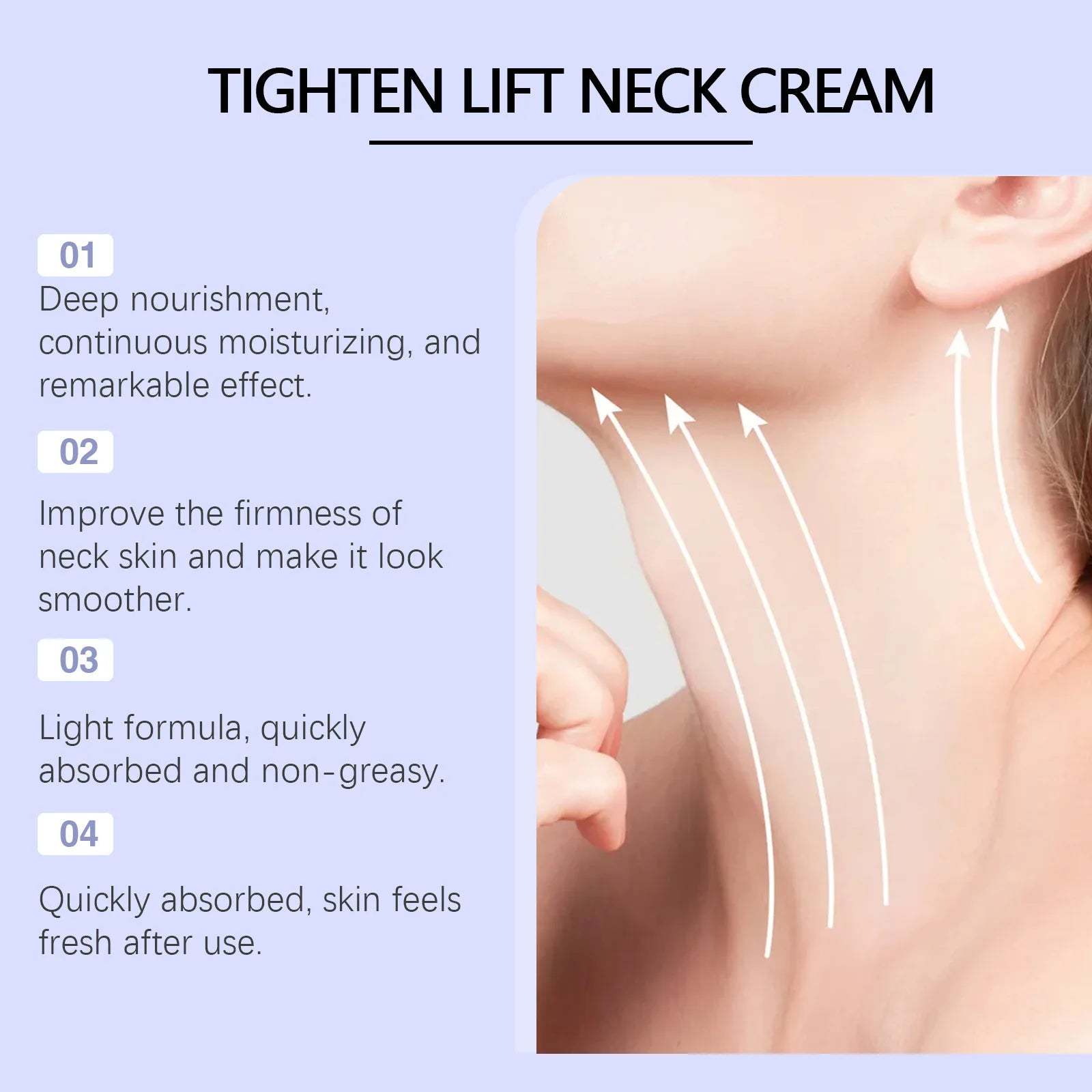 Moisturizing Neck Firming Cream, Neck Repair Cream, Firming and Lifting, Gentle Moisturizing, Revitalizing and Elastic