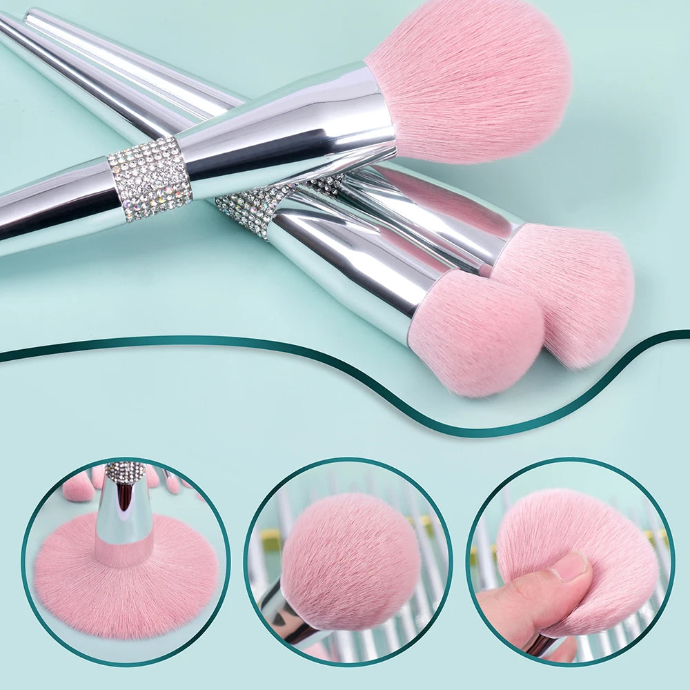 Diamond Makeup Brushes Set Powder Foundation Blush Contour Eyeshadow Brow Lashes Cosmetic Brushes Beauty Tools