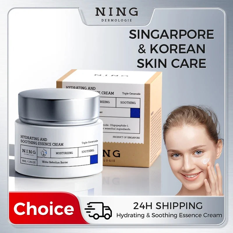 Hydrating Soothing Essence Cream – Collagen, Ceramides, Hyaluronic Acid & Plant Extracts for Moisture & Skin Barrier Support