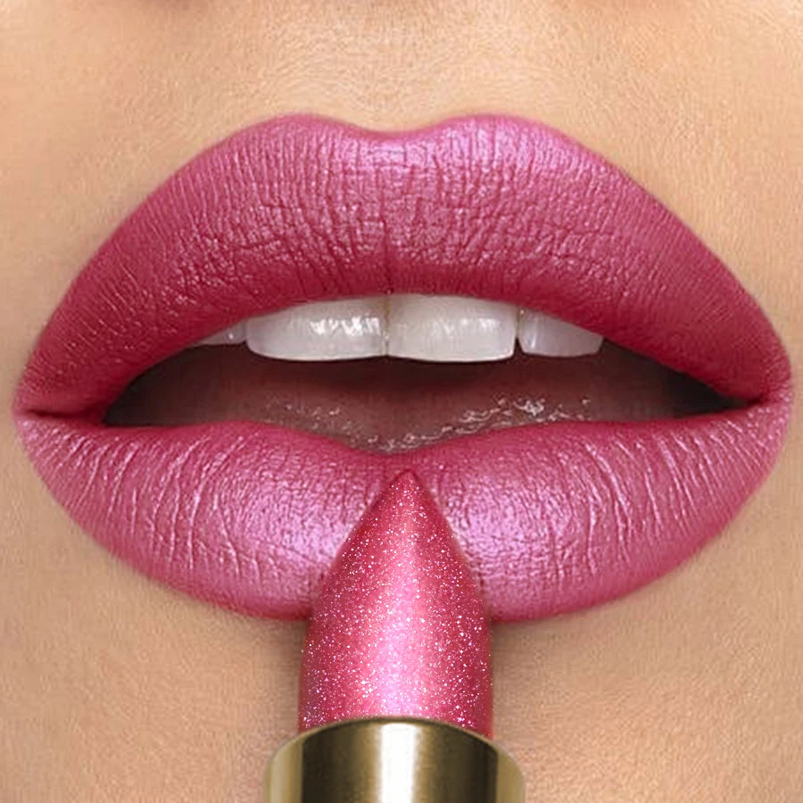 Metallic Glitter Shiny Lipstick Lip Tint,Waterproof Lip Senior Matte Lip Makeup Gifts for Women Cosmetic Lip Glaze