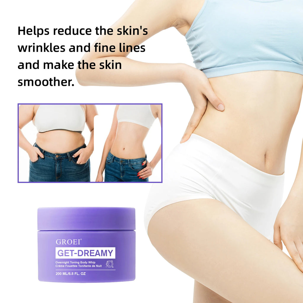 Overnight Toning Body Whip 200ml - Firming & Smoothing Cream with Uva-Ursi Extract, Reduces Cellulite Appearance, Non-Greasy