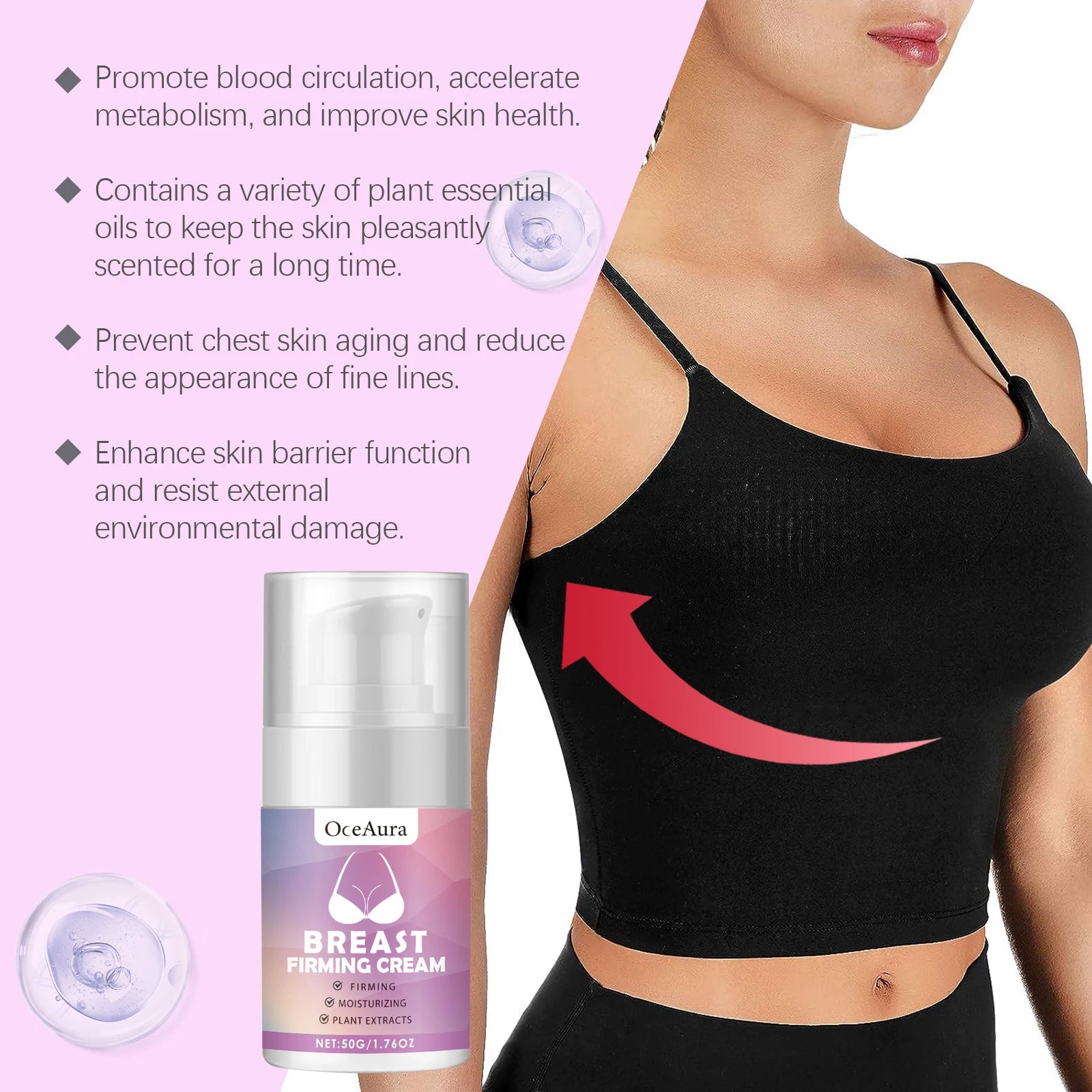 Breast Firming Cream Lifting Tightening Moisturizing Anti-Sagging Improves Elasticity Fast Absorbing For Women's Bust Care 50g