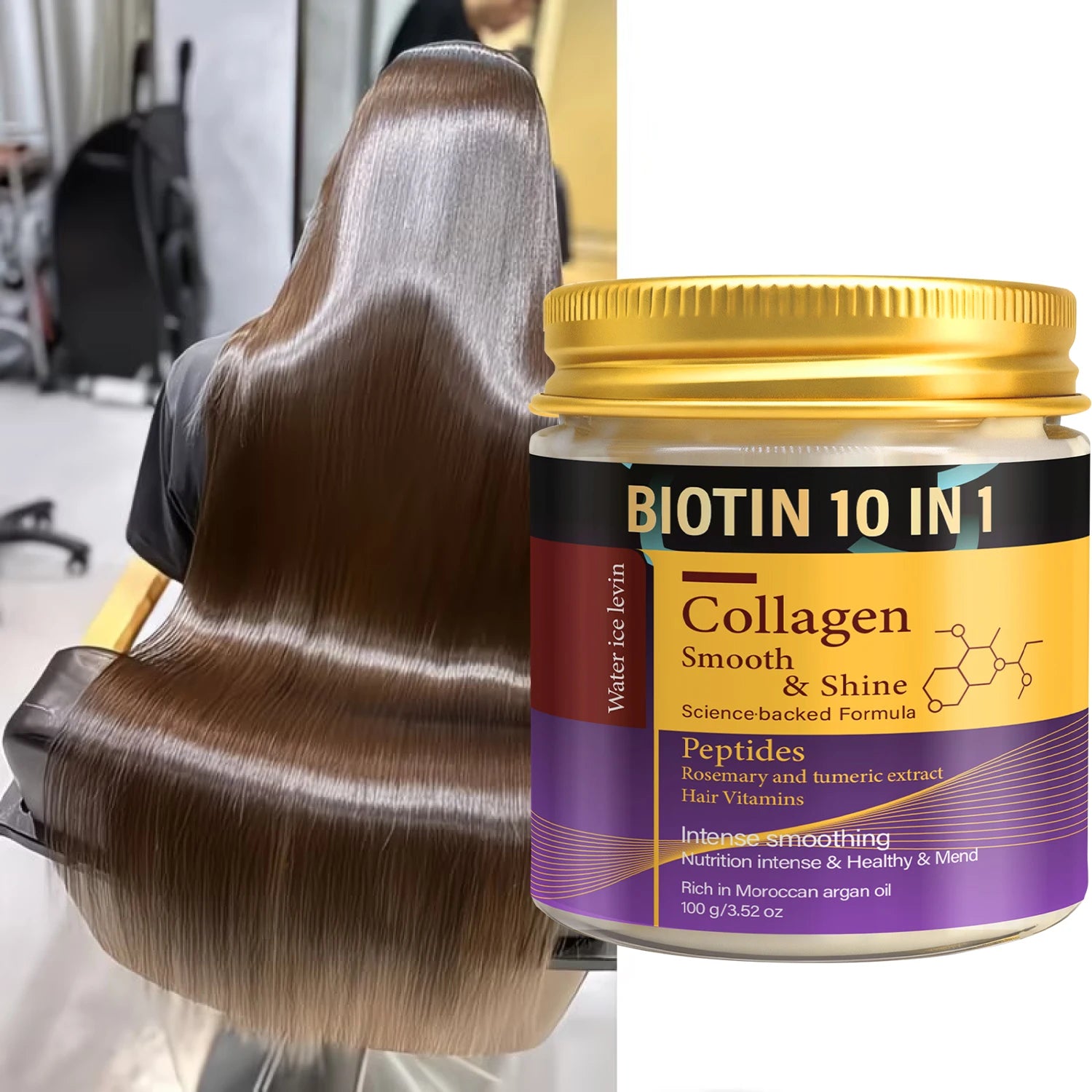 Collagen & Keratin Hair Mask - Biotin 10-in-1 Formula for Smooth, Shiny & Repaired Hair