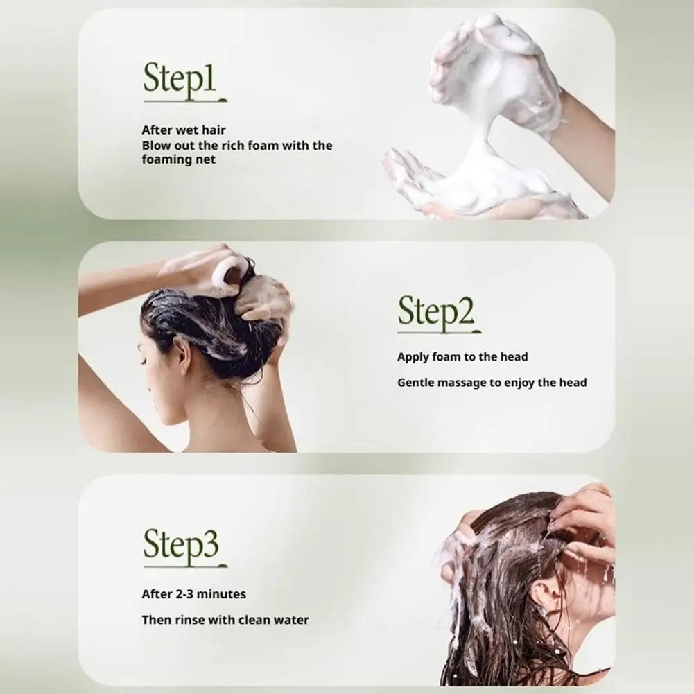 1/3PCS Grass & Platyclades Natural Herbal Shampoo Soap Strengthens Roots Controls Oil Cleanses Scalp Hair Growth Hair Soap