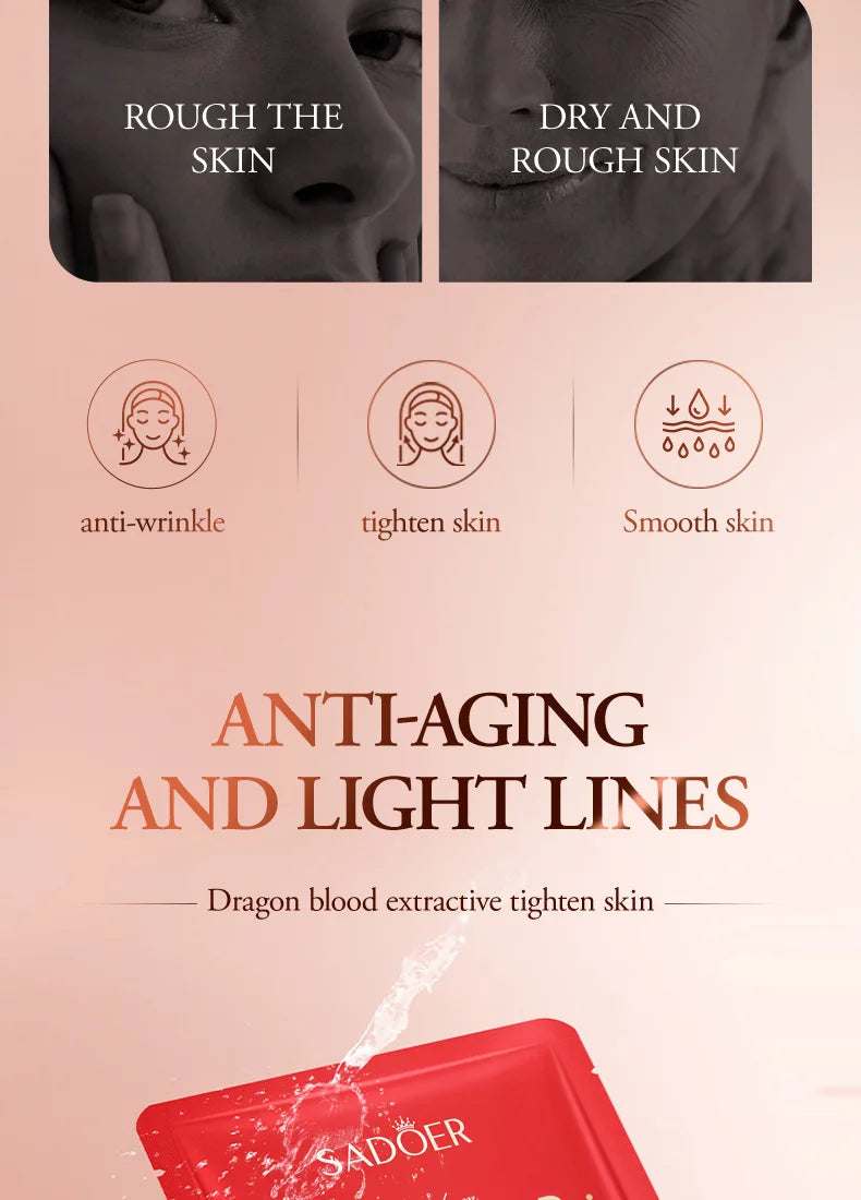 SADOER Dragon Blood Facial Masks for Face Moisturizing Anti-aging Hydrating Face Mask Facial Skin Care Products
