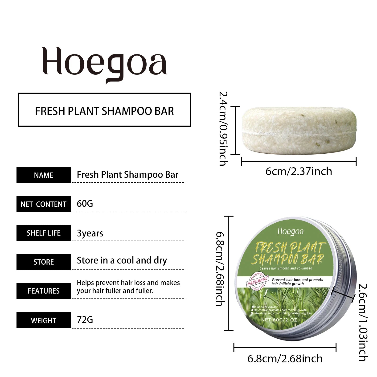 Rosemary Shampoo Bar Natural Scalp Care Deep Cleansing Strengthen Hair Roots Volumizing Formula Plant Solid Soap Travel Friendly