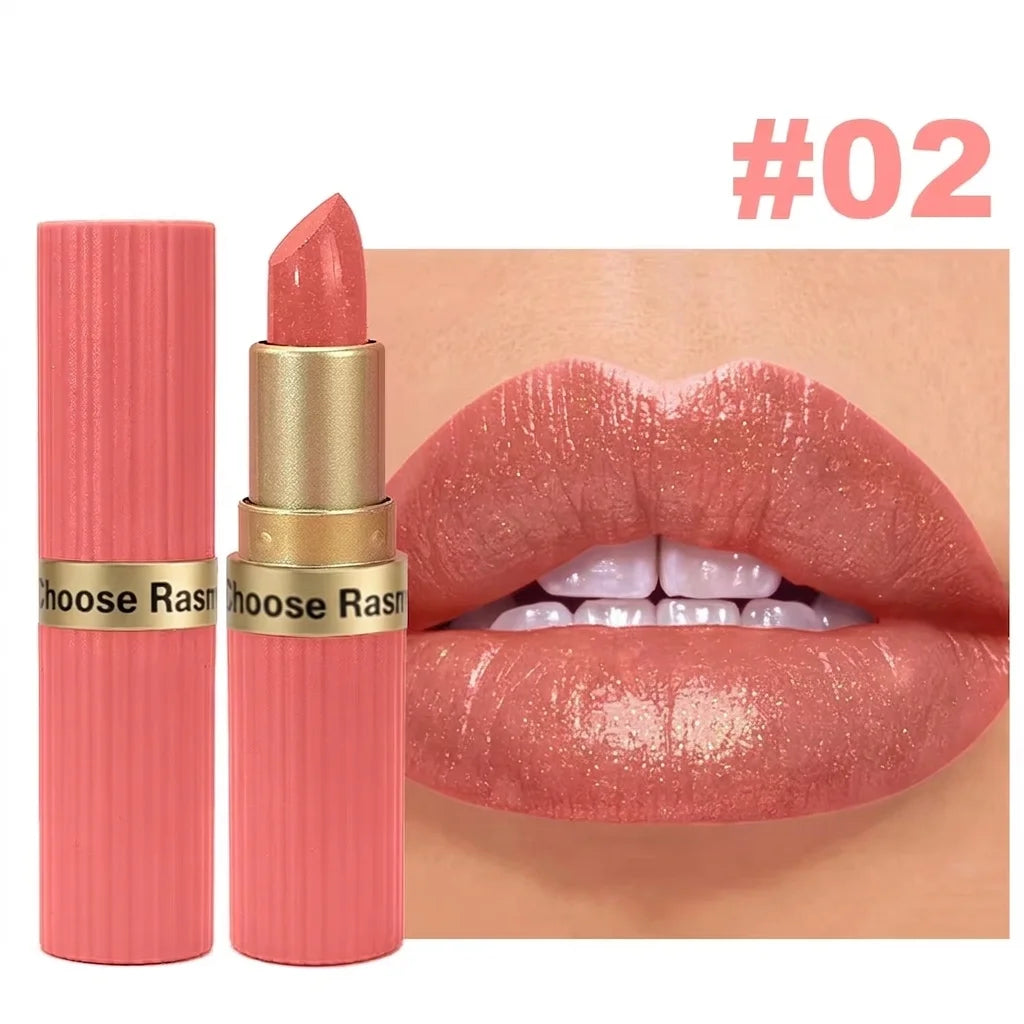 Pink Glitter Metallic Lipstick – Pearlescent Velvet Matte, Waterproof Long Wear