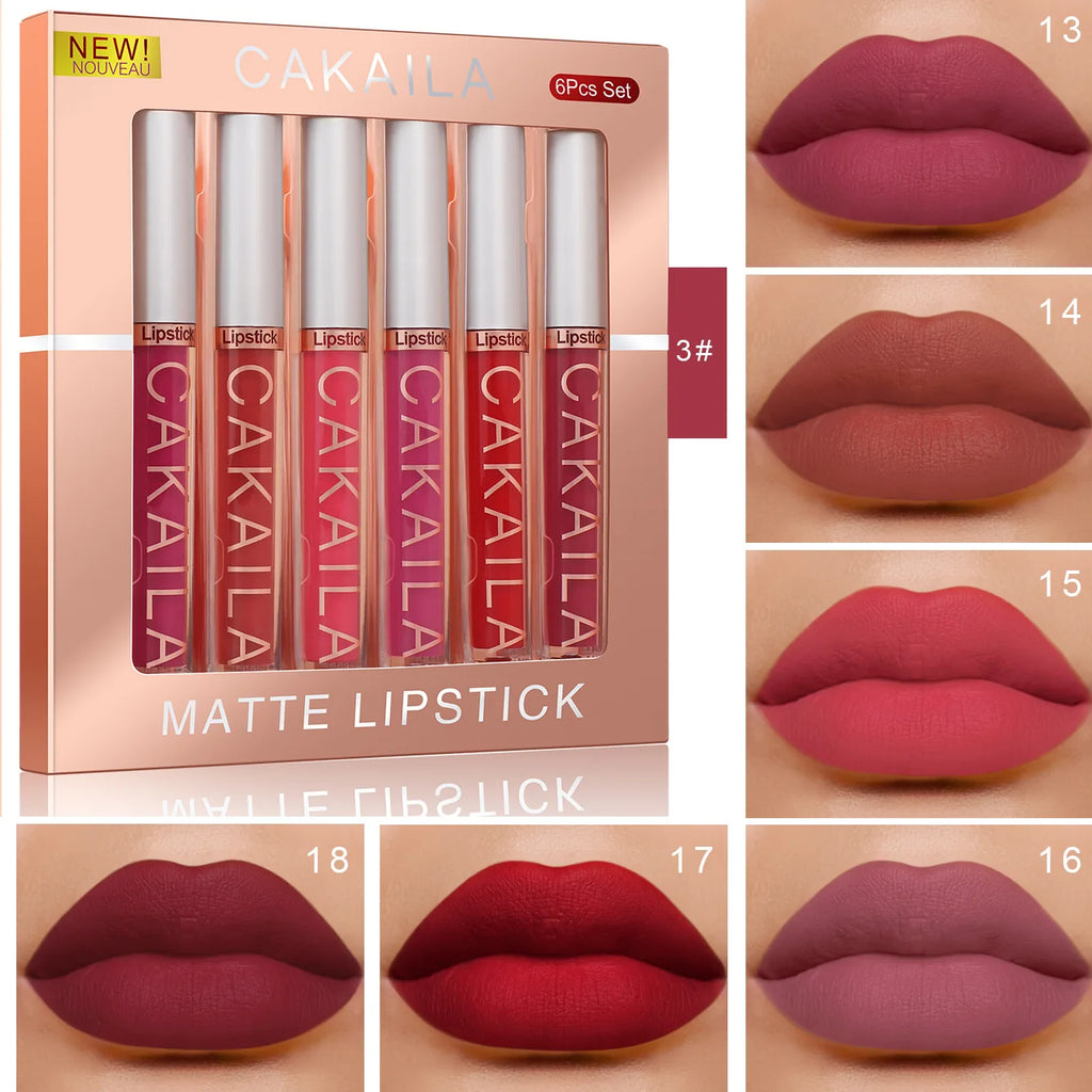 6‑piece velvet matte lip gloss set.