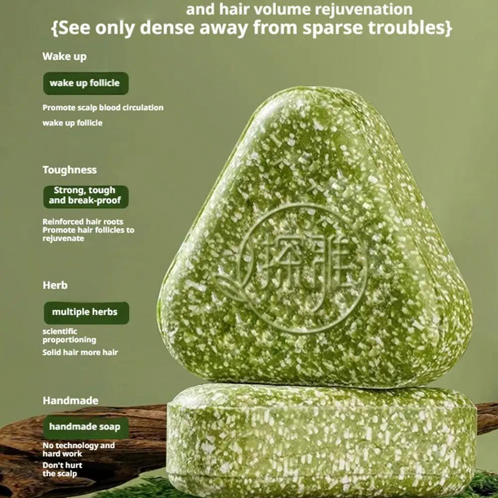 1/3PCS Grass & Platyclades Natural Herbal Shampoo Soap Strengthens Roots Controls Oil Cleanses Scalp Hair Growth Hair Soap